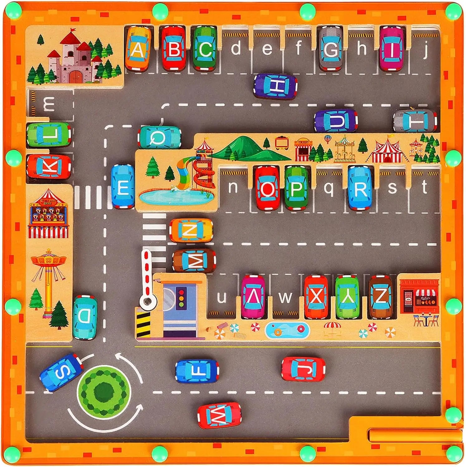 Montessori Magnetic Alphabet Maze Letter Puzzle Gifts for Kids Parking Lot Puzzles for Children Preschool Girls Boys Kids