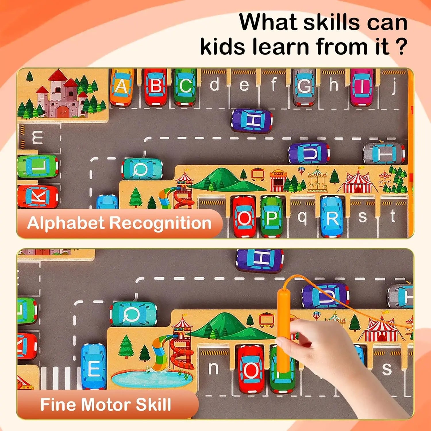Montessori Magnetic Alphabet Maze Letter Puzzle Gifts for Kids Parking Lot Puzzles for Children Preschool Girls Boys Kids