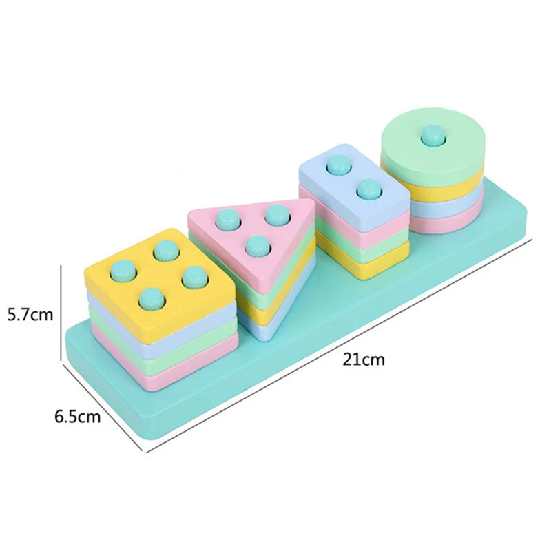 Wooden Montessori Toy Building Blocks Early Learning Educational Toys Color Shape Match Kids Puzzle Toys For Children Boys Girls