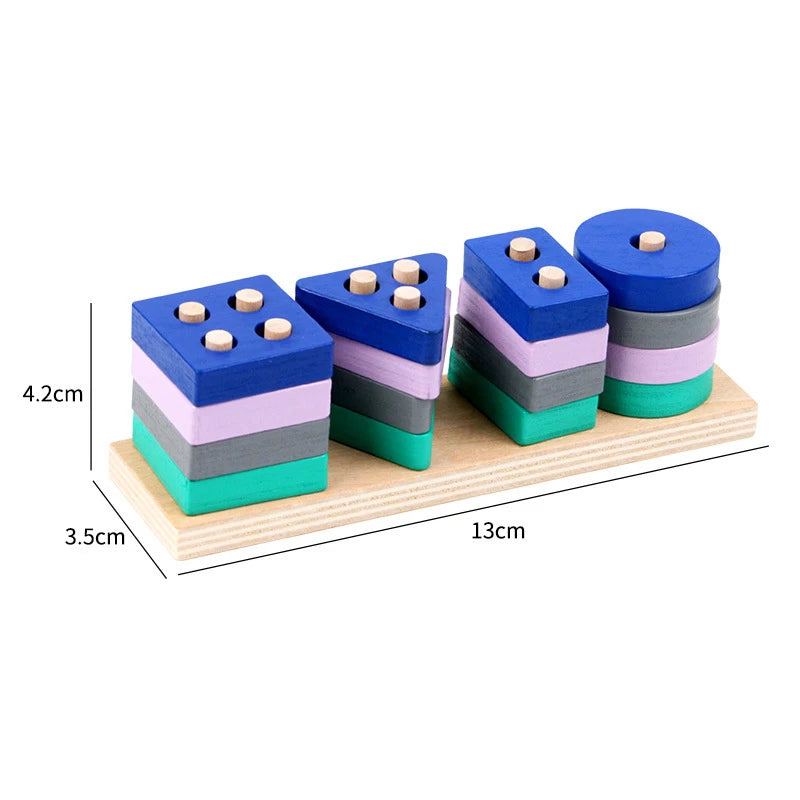 Wooden Montessori Toy Building Blocks Early Learning Educational Toys Color Shape Match Kids Puzzle Toys For Children Boys Girls