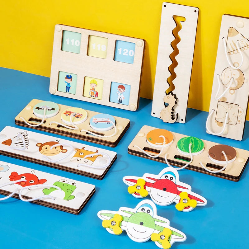 Busy Board Clothes Animal DIY Wooden Accessories Early Learning Toys Busy Board Matching Board Handmade Puzzle Educational Toys