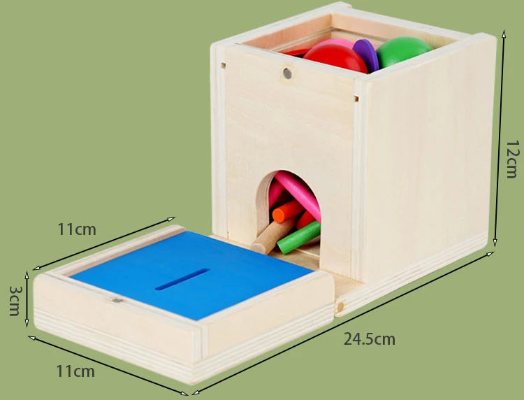 6-in-1 Montessori Wooden Toy Play Set - Object Permanence Box, Coin Box, Shape Sorter & Ball Drop