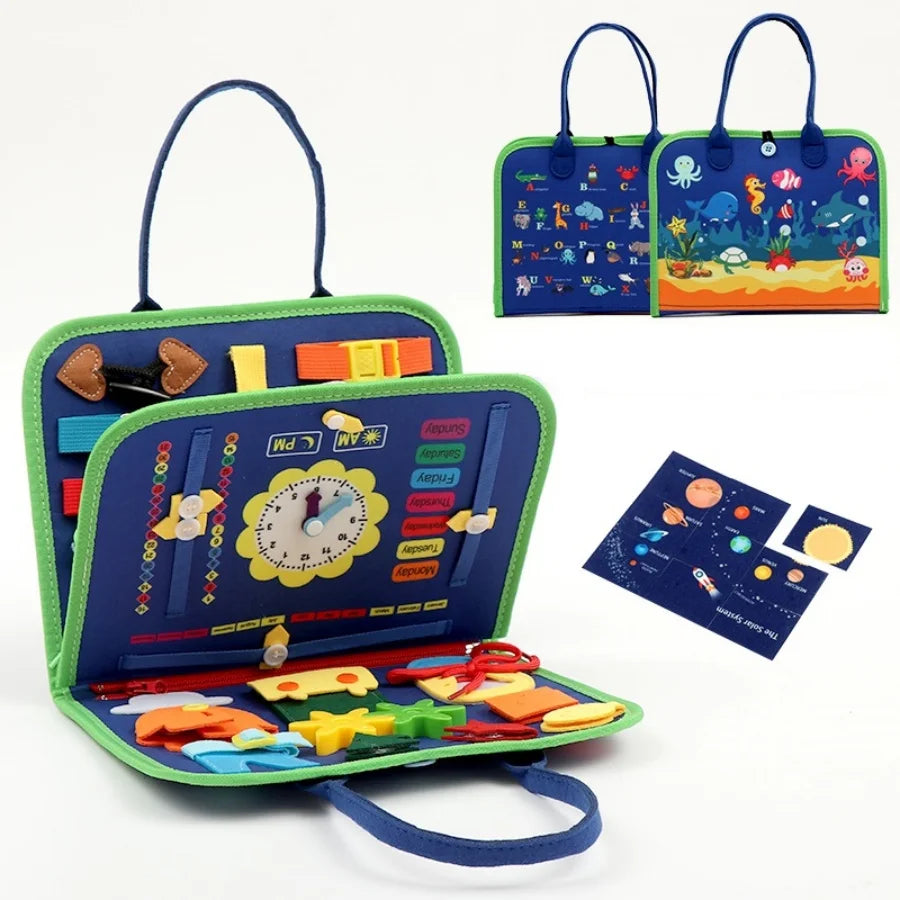 Montessori Busy Board Educational Activity Developing Sensory Board Fine Basic Dress Motor Skills Travel Toy Gift for Boys Girls