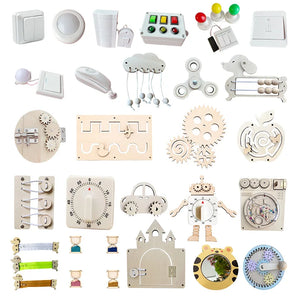 DIY Busy Board Baby Accessories Kids Wooden Toys Montessori Sensory Activity Educational Games Switch Doorbell for Children Gift