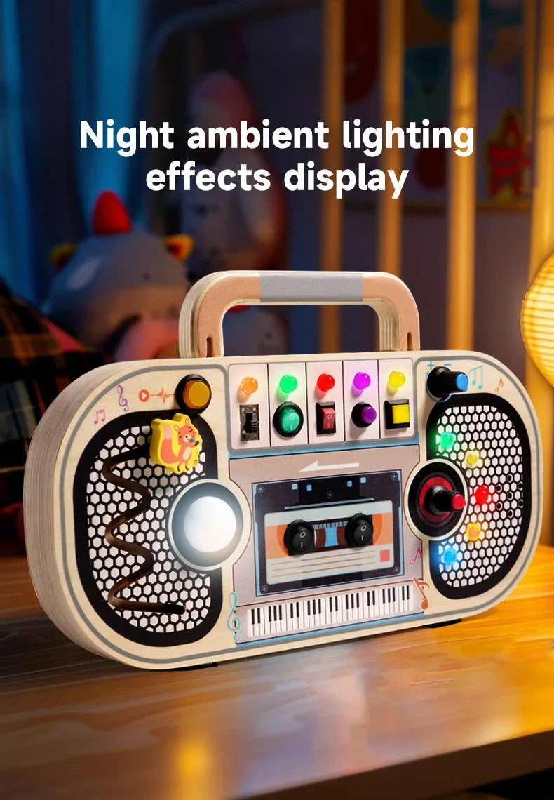 Montessori Toddler Toys Baby Wooden Busy Board Sensory Toys with Light Switch Control Board Fine Motor Activities Toys For Kids