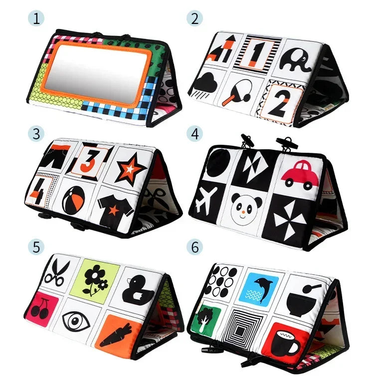 Black and White Newborn Mirror Toys Baby Tummy Time for Babies Montessori Development Crawl High Contrast Activity Sensory Toy