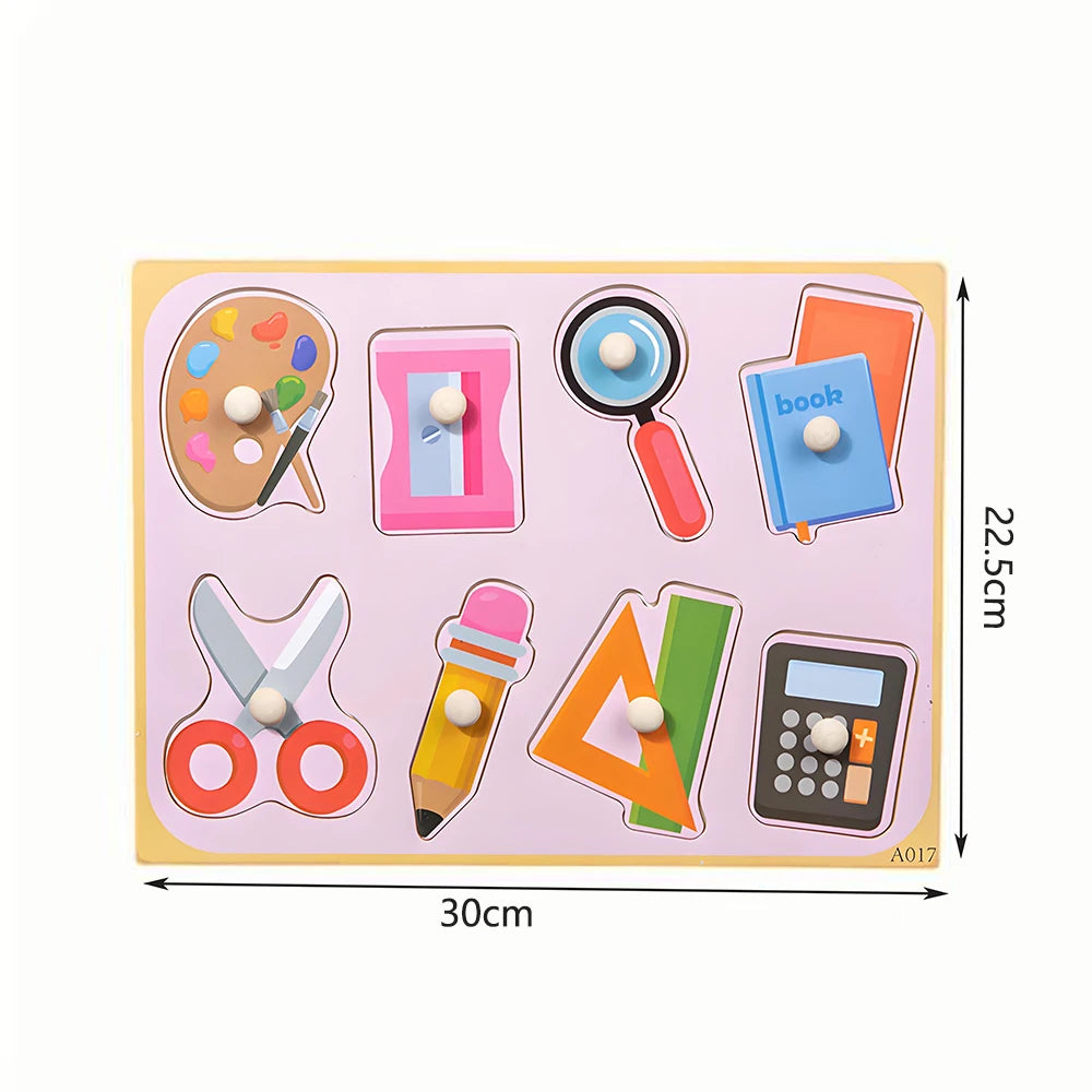 Children Wooden Puzzle Montessori Toys For Baby 1 to 2 3 Years Old Kids Hand Grab Board Educational Learning Matching Games