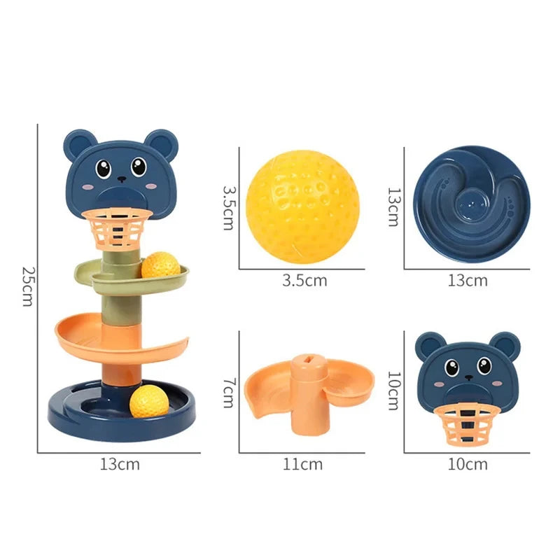 Montessori Rotating Rainbow Tower Baby stacking Puzzle Toys Children Develop Motor Skills Game Spinning Stacking Toys Kids Gift