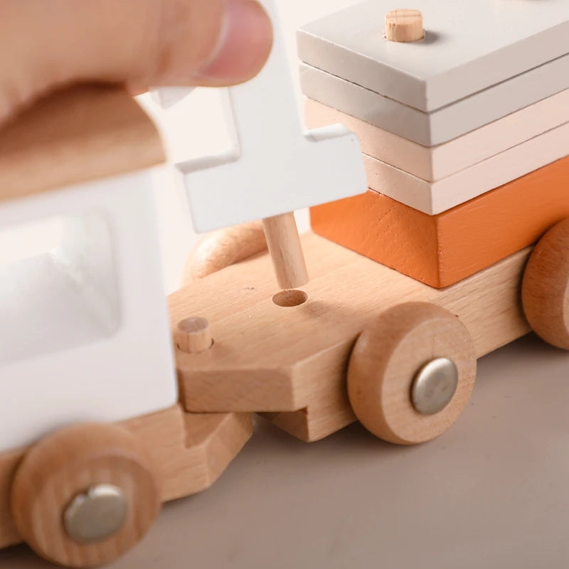 Wooden Train Birthday Toy Montessori Toys Baby Educational Toys Wooden Trolley Baby Learning Toys Number Of Wood Baby's Toys