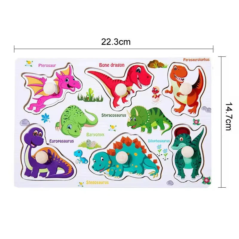 Children Wooden Puzzle Montessori Toys For Baby 1 to 2 3 Years Old Kids Hand Grab Board Educational Learning Matching Games
