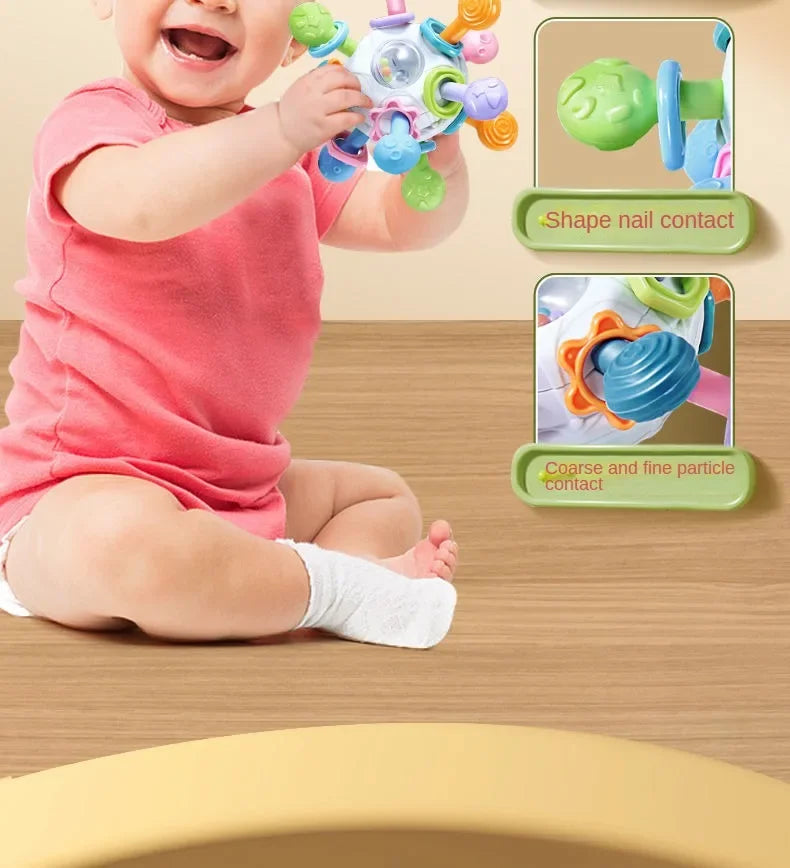 Baby Toys 0 12 Months Rotating Rattle Ball Grasping Activity Baby Development Toy Silicone Rattles Baby Sensory Toys for Babies