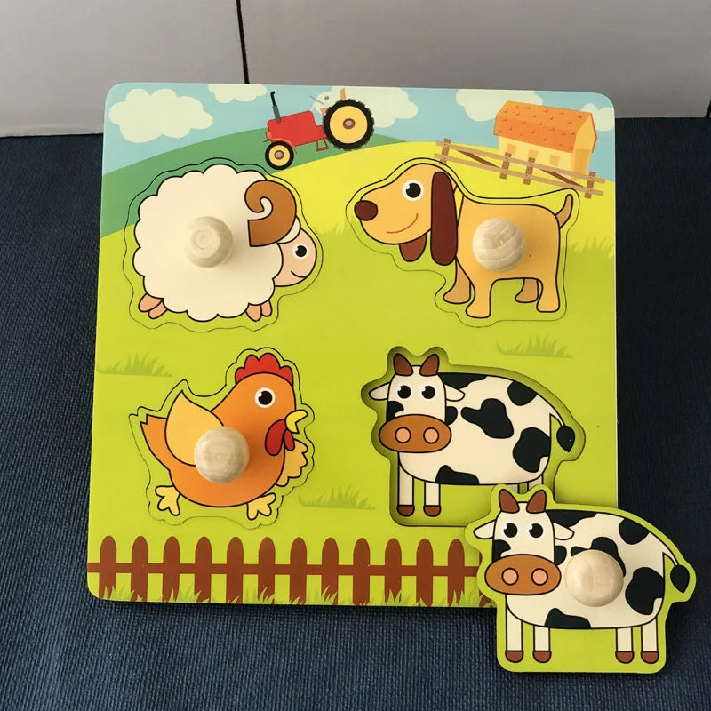 Wooden Montessori Toy Building Blocks Early Learning Educational Toys Color Shape Match Kids Puzzle Toys For Children Boys Girls