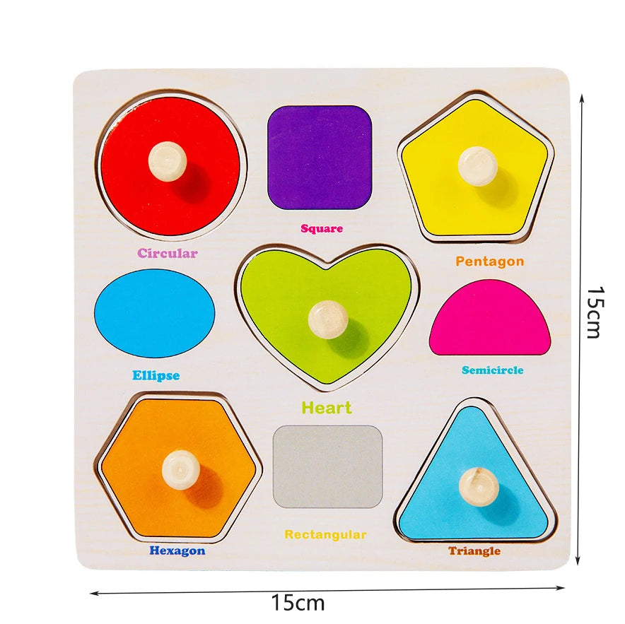 Children Wooden Puzzle Montessori Toys For Baby 1 to 2 3 Years Old Kids Hand Grab Board Educational Learning Matching Games