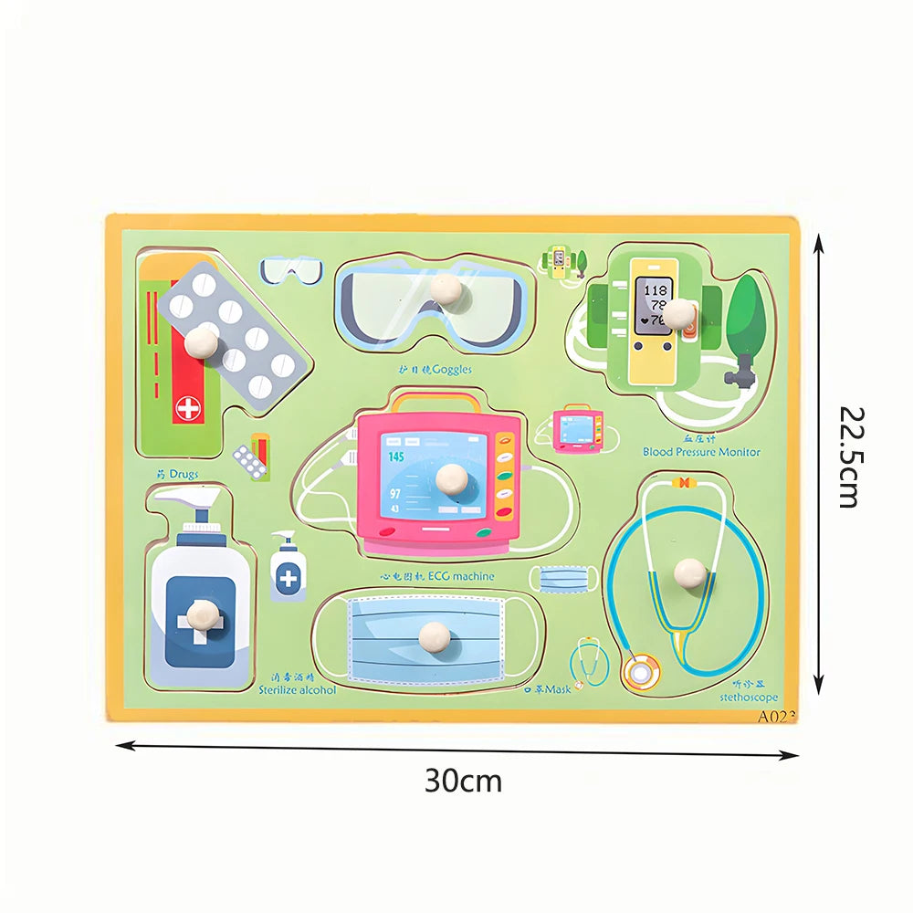 Children Wooden Puzzle Montessori Toys For Baby 1 to 2 3 Years Old Kids Hand Grab Board Educational Learning Matching Games