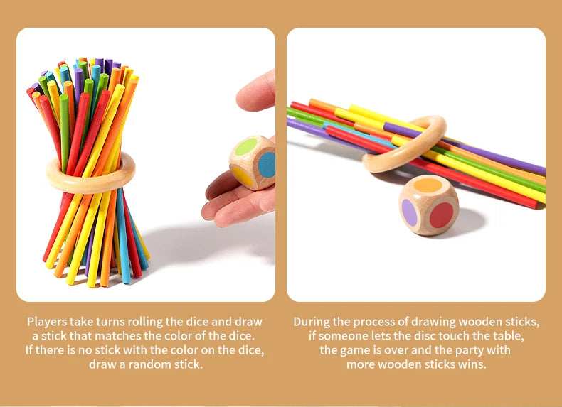Baby Montessori Sensory Fine Motor Skills Toy Color Cognitive Learning Counting Sticks Game Educational Kids Balance Wooden Toys