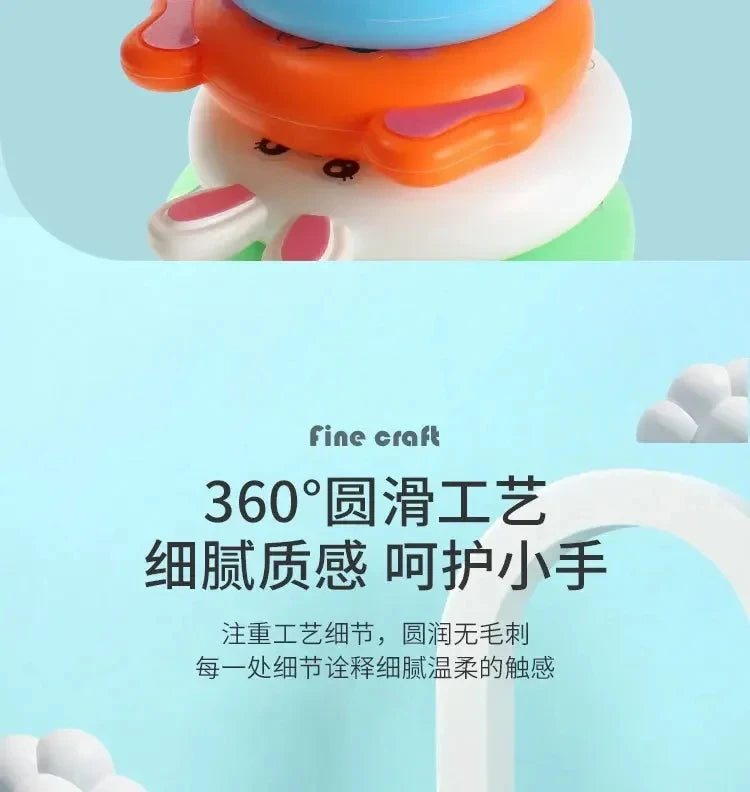 Montessori Rotating Rainbow Tower Baby stacking Puzzle Toys Children Develop Motor Skills Game Spinning Stacking Toys Kids Gift