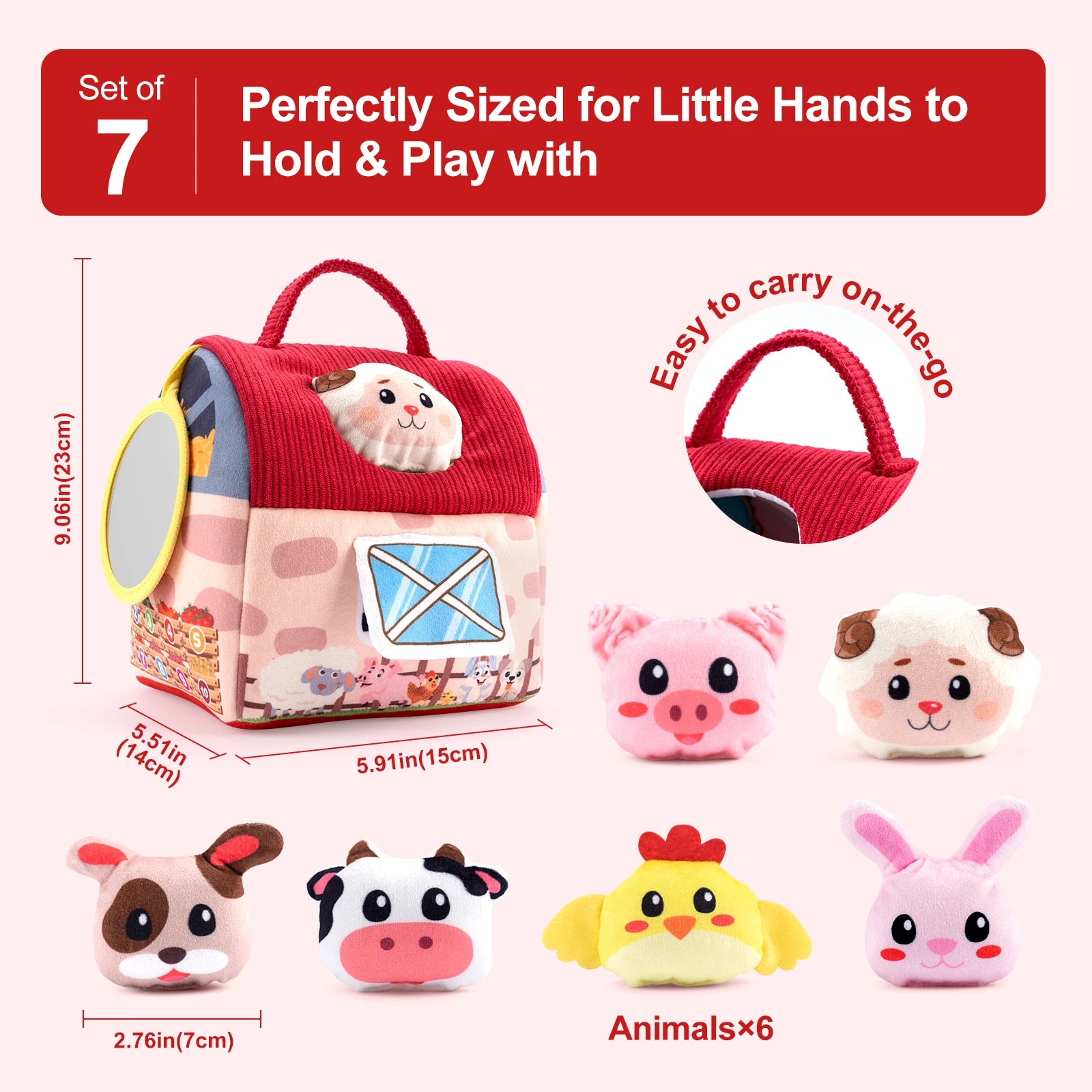 Baby Soft Plush Animals Farm Simulated Farm Animals House Set with Sound Animals Cognition Hand-eye Coordination Training Toys