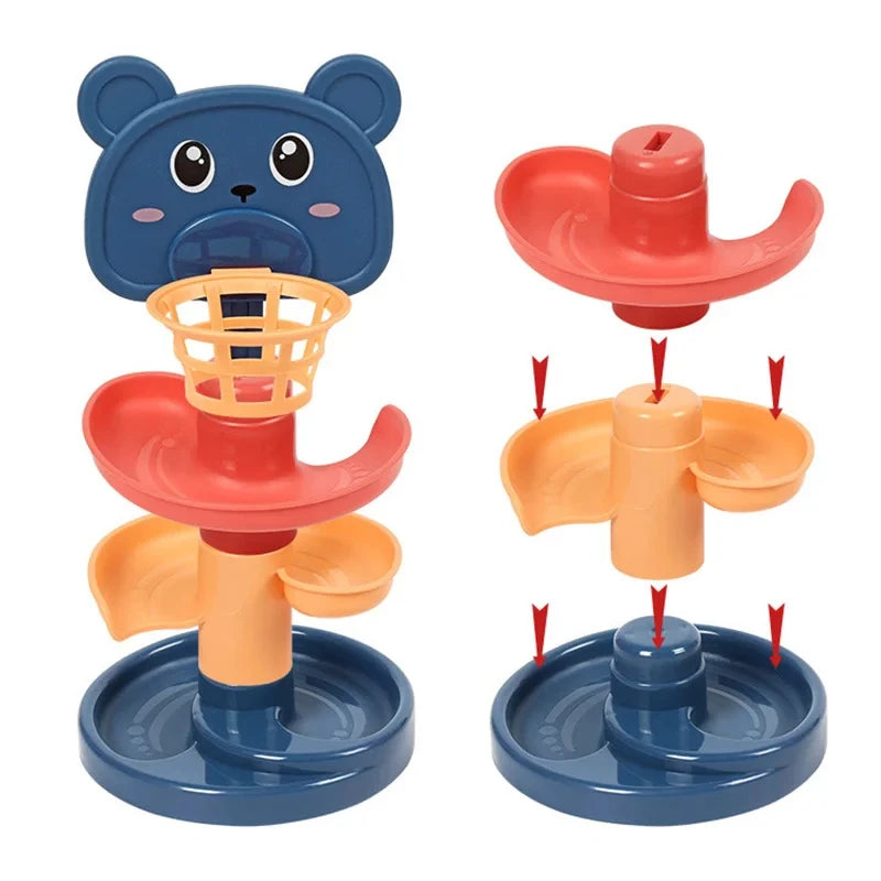 Montessori Rotating Rainbow Tower Baby stacking Puzzle Toys Children Develop Motor Skills Game Spinning Stacking Toys Kids Gift