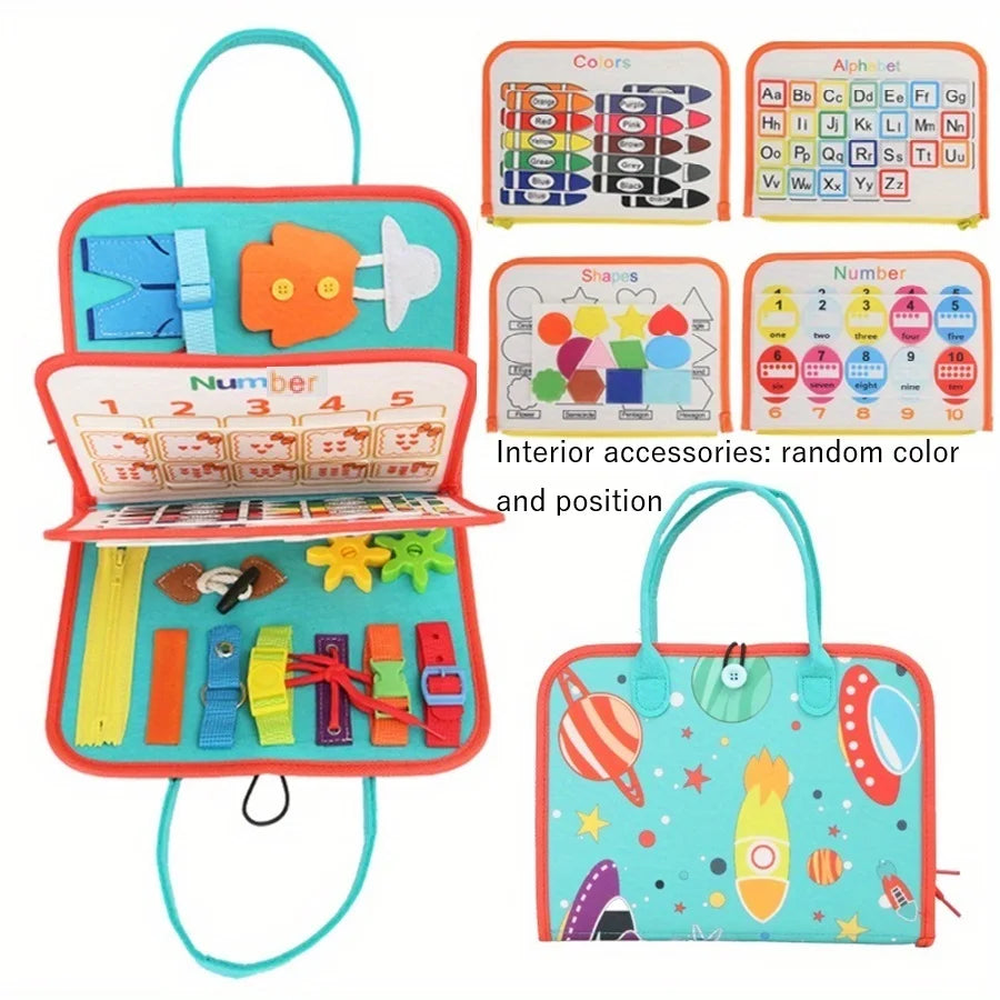 Montessori Busy Board Educational Activity Developing Sensory Board Fine Basic Dress Motor Skills Travel Toy Gift for Boys Girls