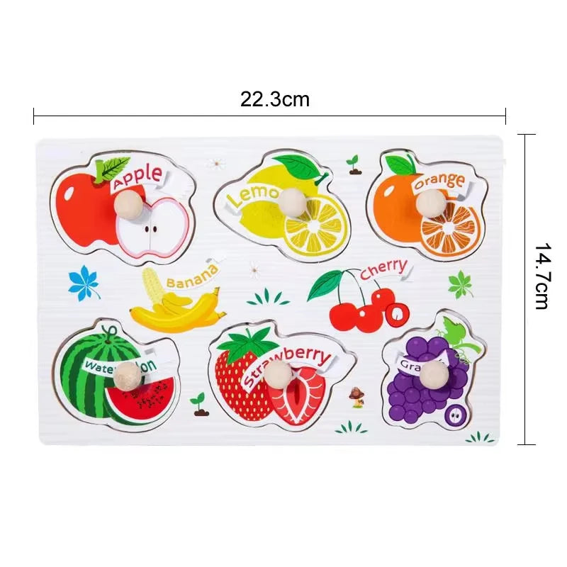 Children Wooden Puzzle Montessori Toys For Baby 1 to 2 3 Years Old Kids Hand Grab Board Educational Learning Matching Games