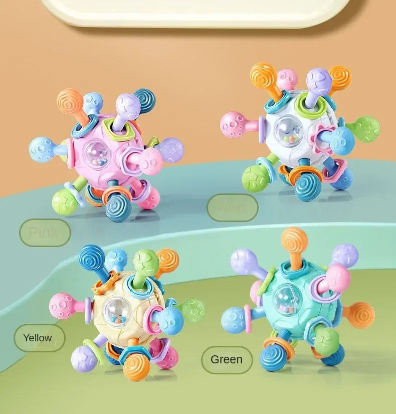 Baby Toys 0 12 Months Rotating Rattle Ball Grasping Activity Baby Development Toy Silicone Rattles Baby Sensory Toys for Babies