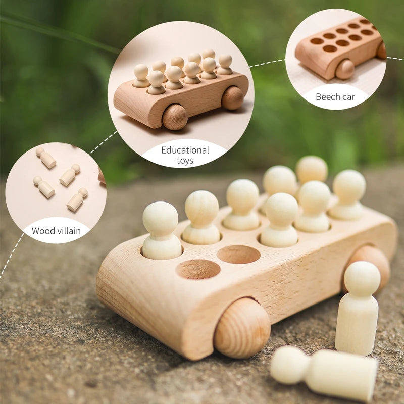 Wooden Train Birthday Toy Montessori Toys Baby Educational Toys Wooden Trolley Baby Learning Toys Number Of Wood Baby's Toys