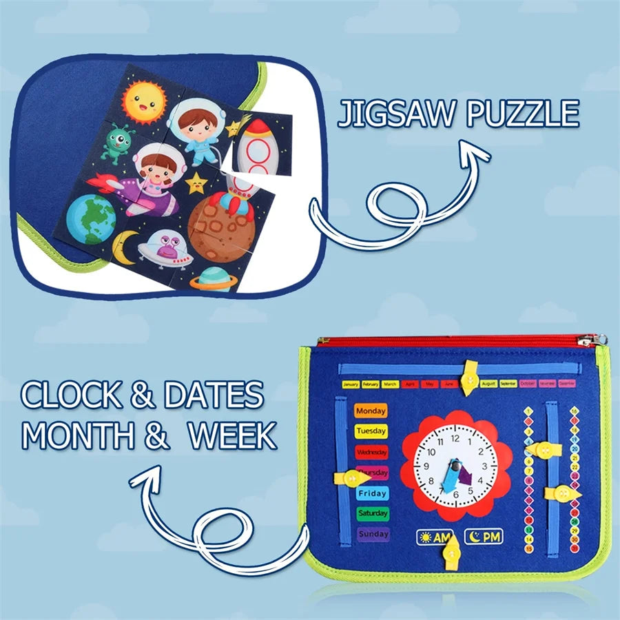 Montessori Busy Board Educational Activity Developing Sensory Board Fine Basic Dress Motor Skills Travel Toy Gift for Boys Girls