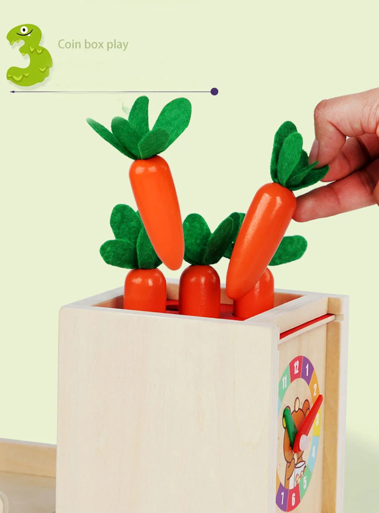 6-in-1 Montessori Wooden Toy Play Set - Object Permanence Box, Coin Box, Shape Sorter & Ball Drop