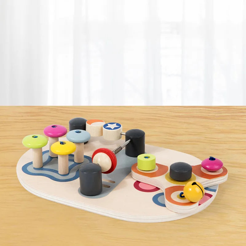 Montessori Busy Board Accessories Wooden Toy Combination Matching Doorbell Gear Graphics Educational Toy Education Trainig Toy