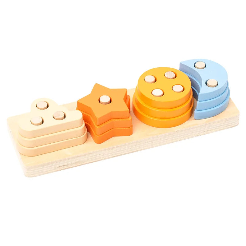 Wooden Montessori Toy Building Blocks Early Learning Educational Toys Color Shape Match Kids Puzzle Toys For Children Boys Girls