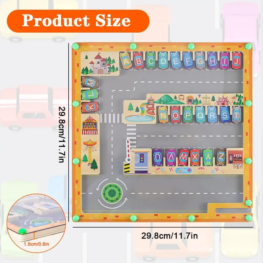Montessori Magnetic Alphabet Maze Letter Puzzle Gifts for Kids Parking Lot Puzzles for Children Preschool Girls Boys Kids