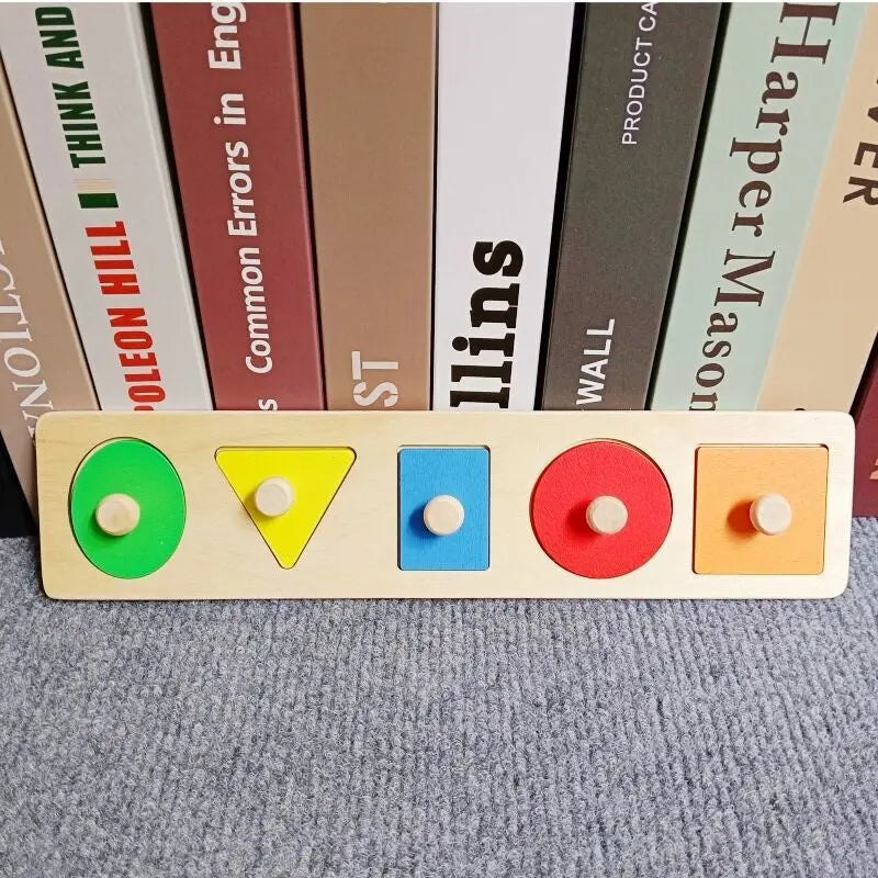 Wooden Montessori Toy Building Blocks Early Learning Educational Toys Color Shape Match Kids Puzzle Toys For Children Boys Girls