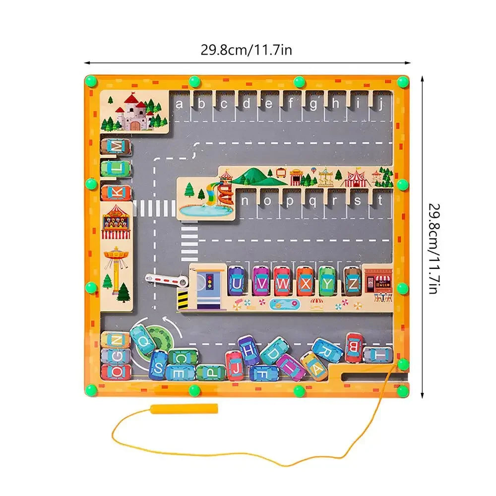 Montessori Magnetic Alphabet Maze Letter Puzzle Gifts for Kids Parking Lot Puzzles for Children Preschool Girls Boys Kids