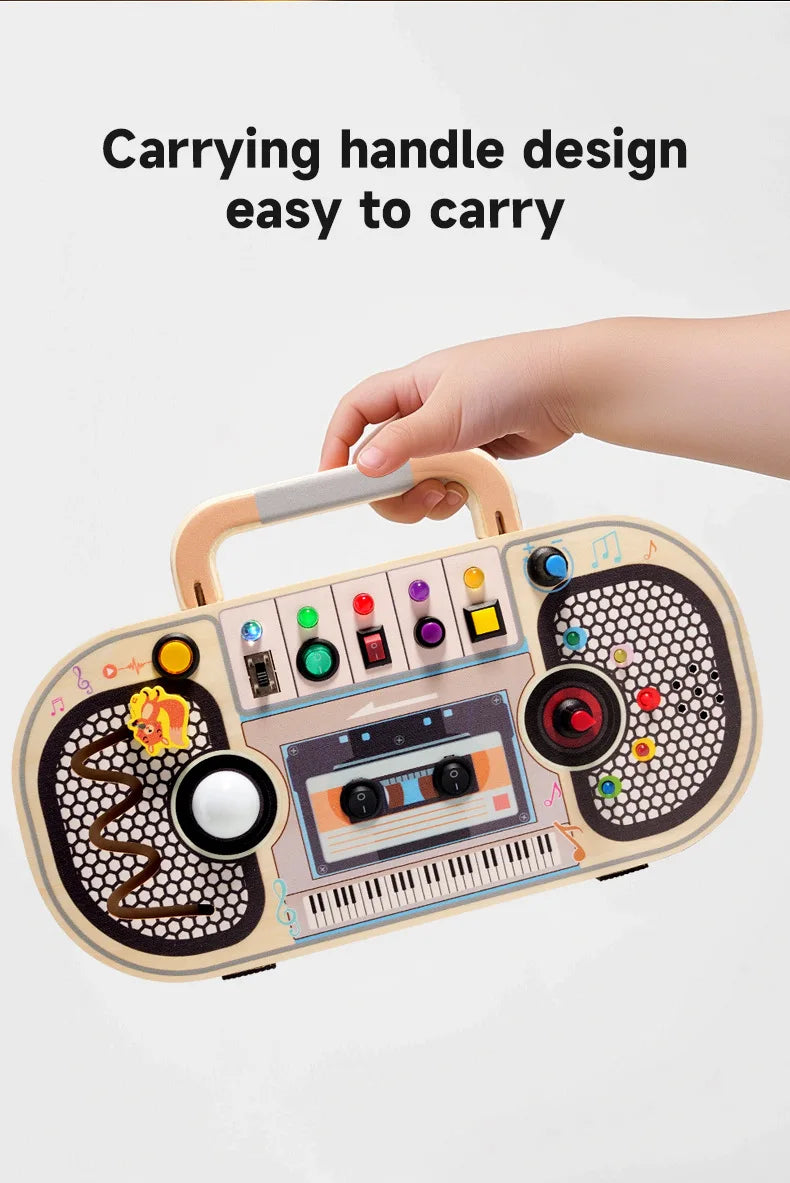 Montessori Toddler Toys Baby Wooden Busy Board Sensory Toys with Light Switch Control Board Fine Motor Activities Toys For Kids