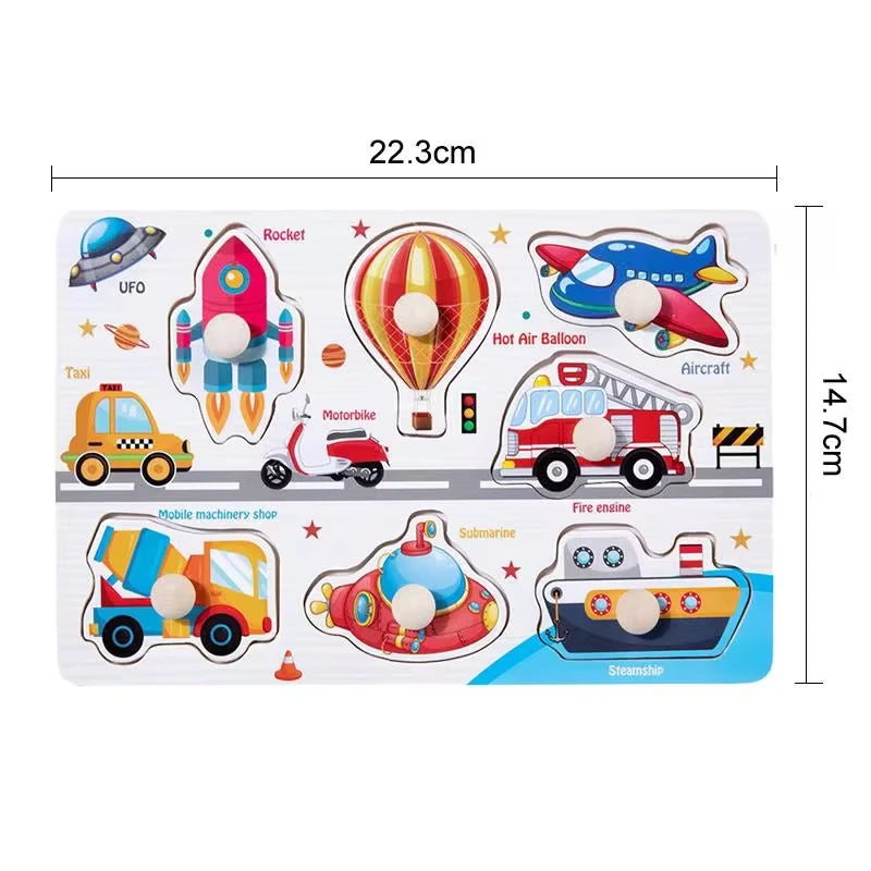 Children Wooden Puzzle Montessori Toys For Baby 1 to 2 3 Years Old Kids Hand Grab Board Educational Learning Matching Games