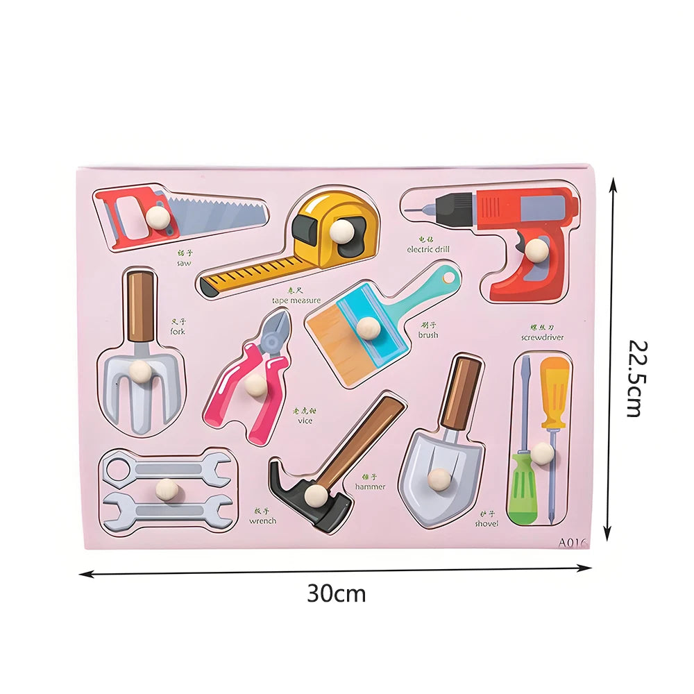 Children Wooden Puzzle Montessori Toys For Baby 1 to 2 3 Years Old Kids Hand Grab Board Educational Learning Matching Games