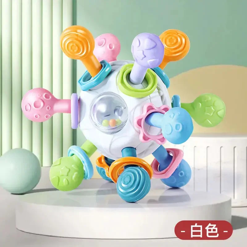 Baby Toys 0 12 Months Rotating Rattle Ball Grasping Activity Baby Development Toy Silicone Rattles Baby Sensory Toys for Babies