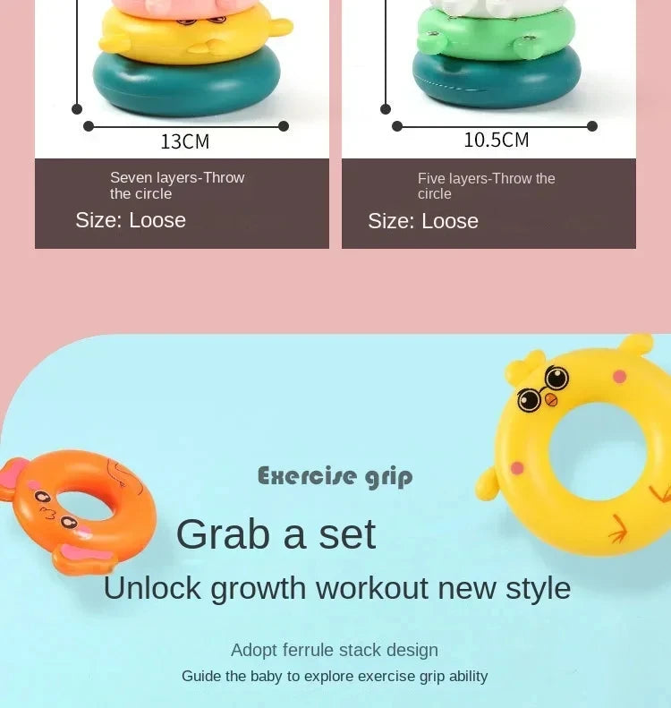 Montessori Rotating Rainbow Tower Baby stacking Puzzle Toys Children Develop Motor Skills Game Spinning Stacking Toys Kids Gift