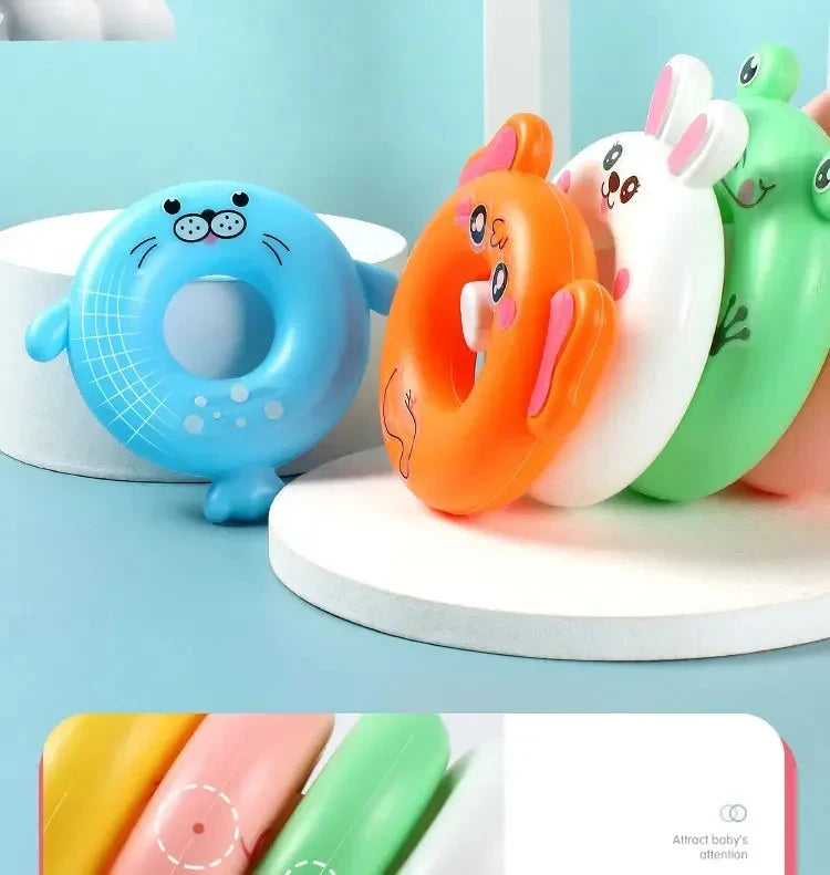 Montessori Rotating Rainbow Tower Baby stacking Puzzle Toys Children Develop Motor Skills Game Spinning Stacking Toys Kids Gift
