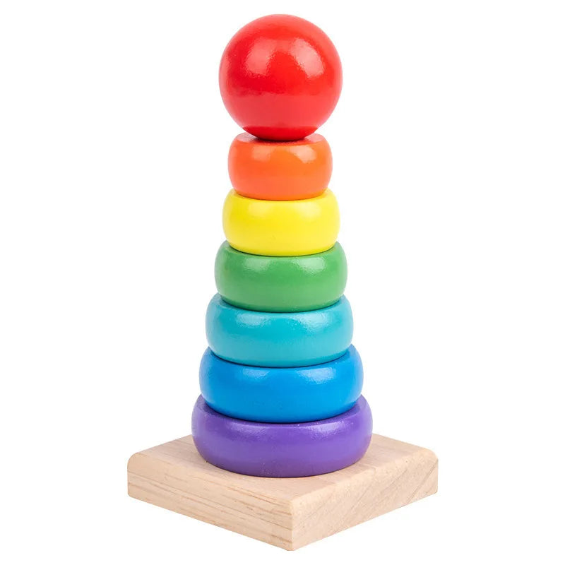 Wooden Montessori Toy Building Blocks Early Learning Educational Toys Color Shape Match Kids Puzzle Toys For Children Boys Girls