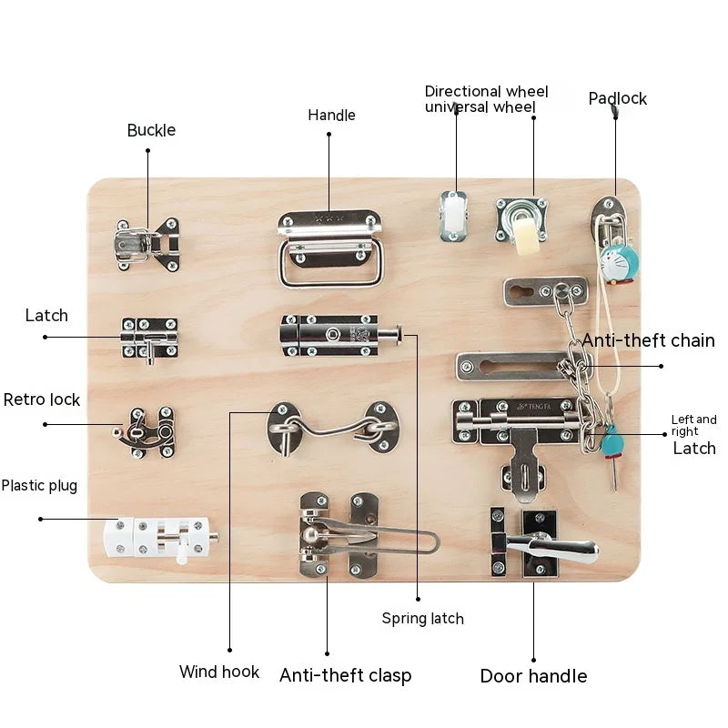 Busy Board DIY Accessories Unlock Door Latch Toy Parent-Child Handmade Interactive Montessori Education Baby Sensory Training