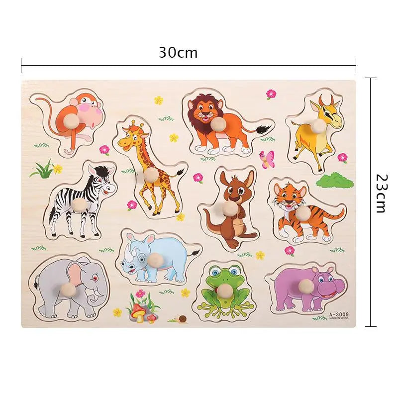 Children Wooden Puzzle Montessori Toys For Baby 1 to 2 3 Years Old Kids Hand Grab Board Educational Learning Matching Games