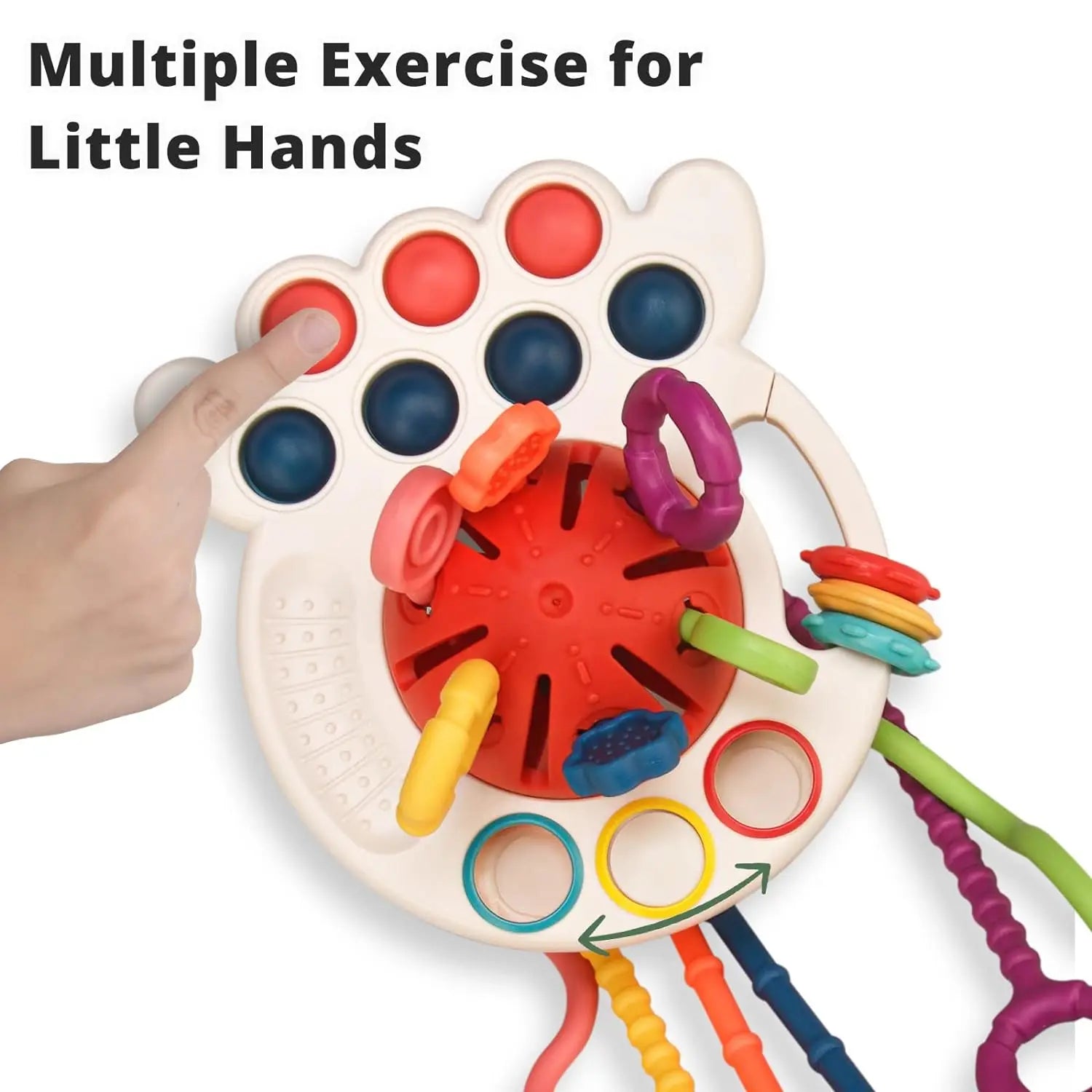 High Quality Soft Diy Stacking Building 3D Rubber Block Rings Pull String Block Baby Teething Toy Silicone Sensory Toys Set