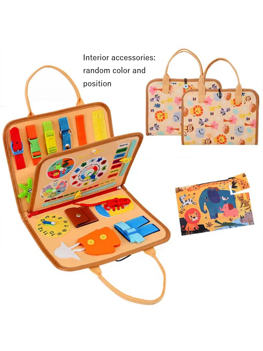 Montessori Busy Board Educational Activity Developing Sensory Board Fine Basic Dress Motor Skills Travel Toy Gift for Boys Girls