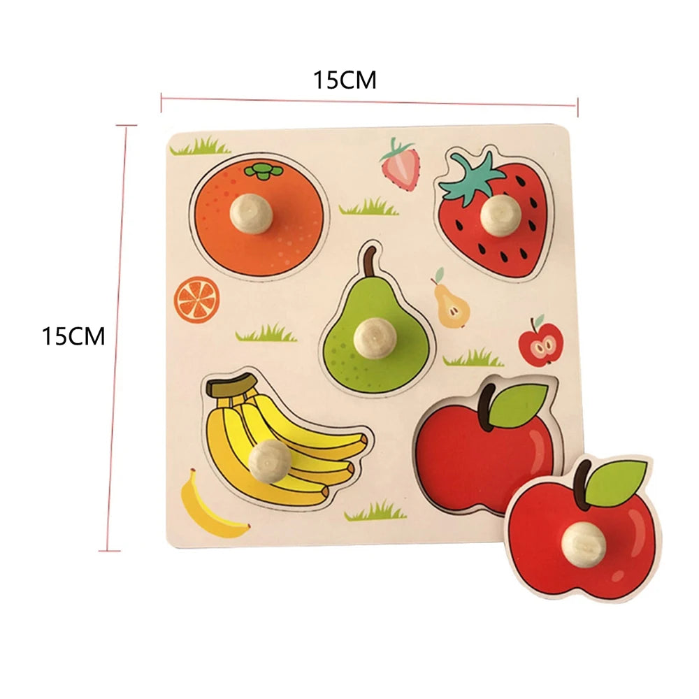 Children Wooden Puzzle Montessori Toys For Baby 1 to 2 3 Years Old Kids Hand Grab Board Educational Learning Matching Games