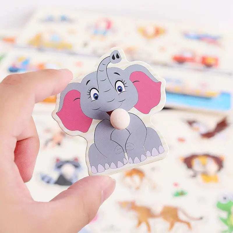 Children Wooden Puzzle Montessori Toys For Baby 1 to 2 3 Years Old Kids Hand Grab Board Educational Learning Matching Games