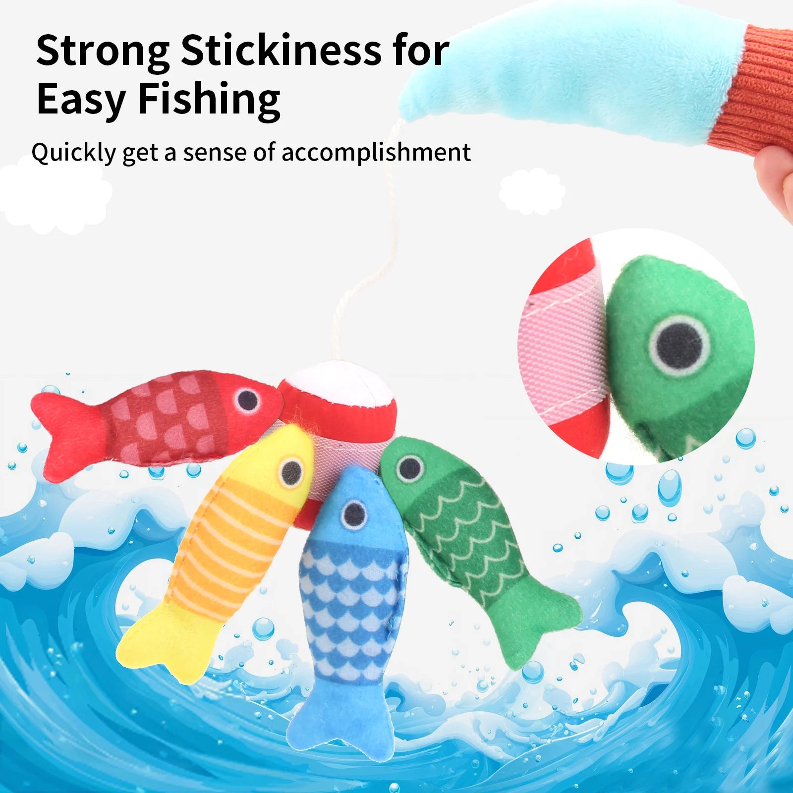 Baby Fishing Toys Plush Little Fishpond Set Simulating Fishing Games Number Color Cognition Fine Motor Training Montessori Toys