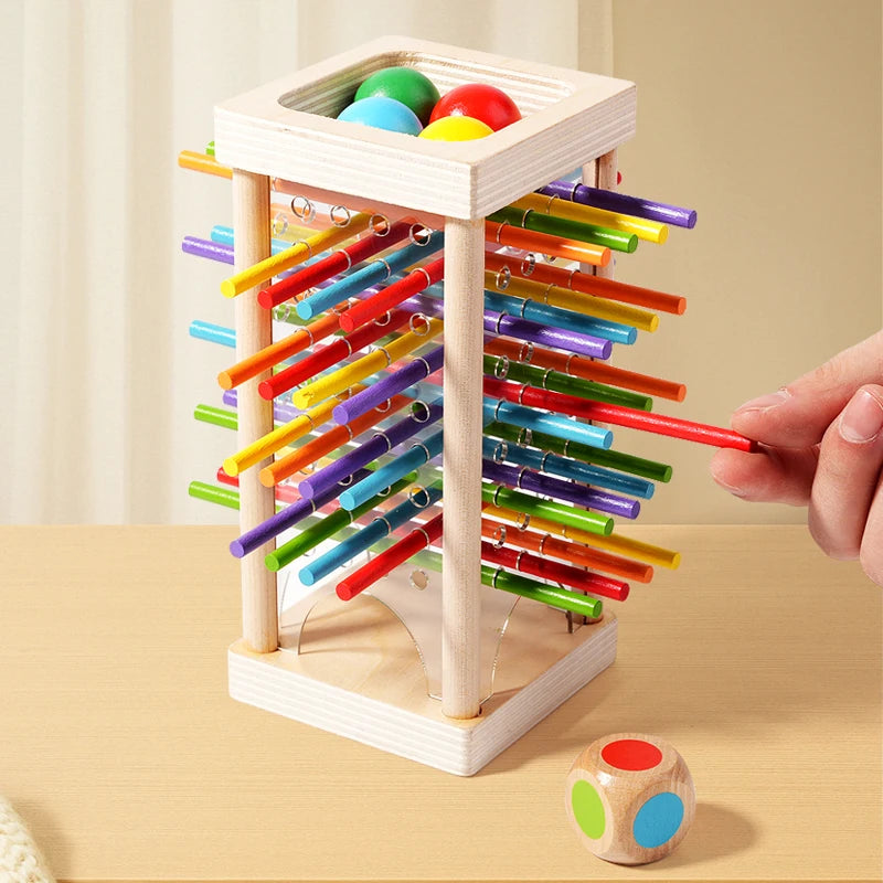 Baby Montessori Sensory Fine Motor Skills Toy Color Cognitive Learning Counting Sticks Game Educational Kids Balance Wooden Toys