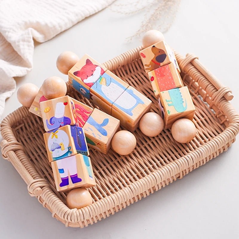Baby Wooden Rotating Jigsaw Puzzle Hand bell Toy Baby Mobile Musical Rattle Toy Montessori Puzzle Game For Babies Newbaby Gift