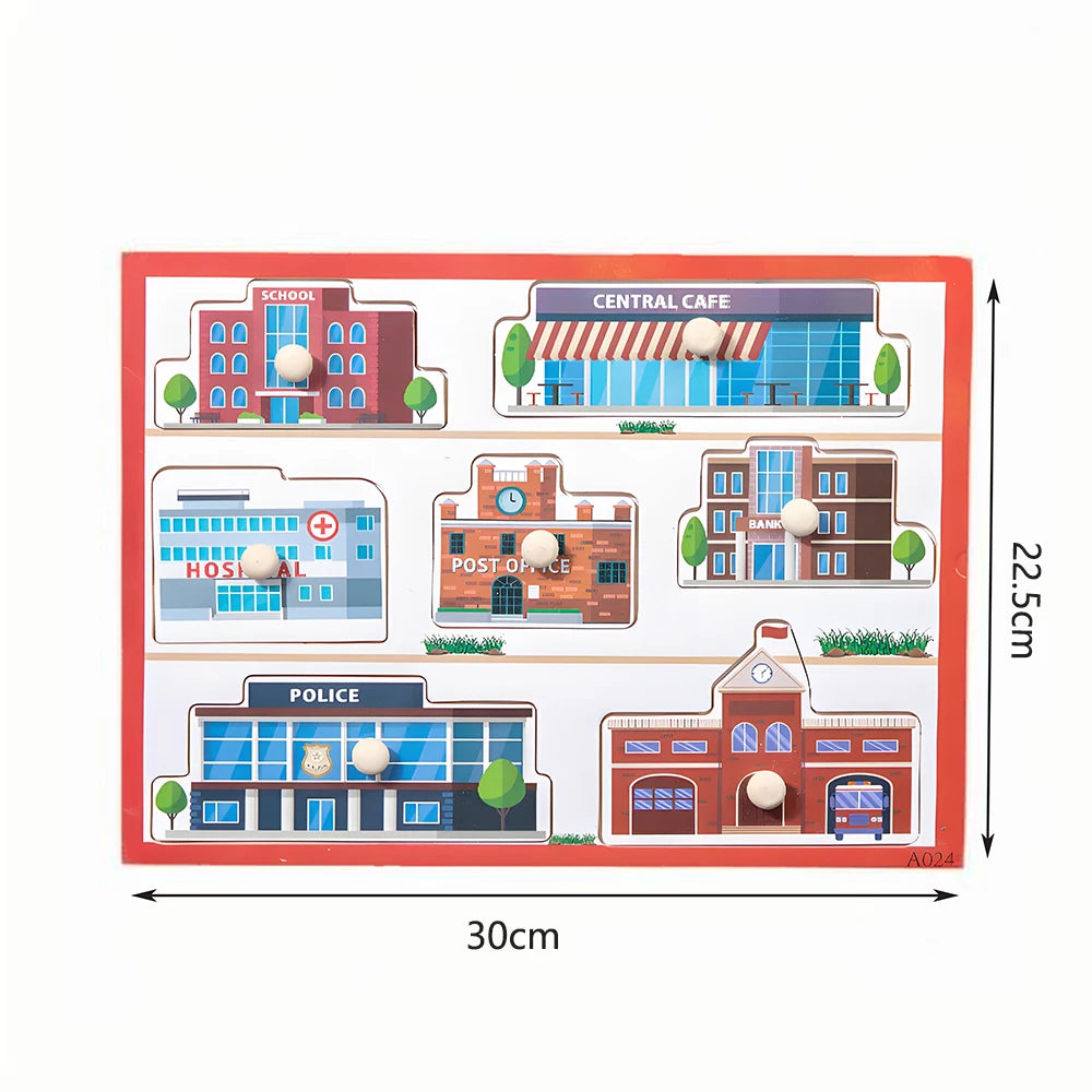 Children Wooden Puzzle Montessori Toys For Baby 1 to 2 3 Years Old Kids Hand Grab Board Educational Learning Matching Games